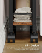 CHOEZON 4-Tier Slim Storage Cart, 9.1'' Kitchen Serving Trolley, Slim Rolling Cart with Handle and Guard Rails, Slim Cabinet for Small Spaces, for Dining Room, Rustic Brown and Black TTC03BF