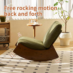Modern Rocking Chair Recliner, Comfortable Upholstery Glider Chair, Solid Wood Frame, Accent Reading Chair for Bedroom, Living Room, Nursery, Green