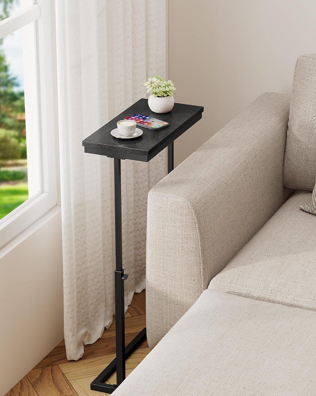 TUTOTAK End Table, Side Table, Tall Couch Table, Sofa Table, Living Room, Bed Room, Black TB01BK083