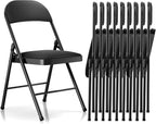 Fenbeli Folding Chairs Bulk Set of 10, Fabric Padded Commercial Folding Chairs 330 lbs Heavy Duty Steel Frame, Stackable Folding Chairs for Events, Wedding, Church, School, Commercial
