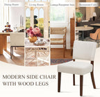 COLAMY Upholstered Dining Chairs Set of 2, Fabric Kitchen Chairs with Padded Seat & Back, Solid Wood Legs, Modern Simple Dining Room Chairs for Kitchen, Dining Room, Living Room, Beige