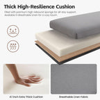 43.5" Upholstered Bedroom Bench, Linen Entryway Bench with Solid Wood Legs, End of Bed Bench with Cushion, Dining Bench for Living Room, Bedroom, Hallway, Light Grey