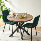 Homedot Round Dining Table Set for 2 with Green Chairs, Modern Mid Century Kitchen Table Chairs Set for Dining Room, 37-Inch Circle Dining Set with Upholstered Chairs for Apartment/Restaurant