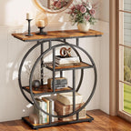 Small Entryway Console Table, 31.5" Narrow Sofa Table Behind Couch with Modern Curved Metal Frame, Skinny Wood Entry Table for Hallway, Entrance, Living Room, Wall, Foyer, Front Door, Rustic Brown