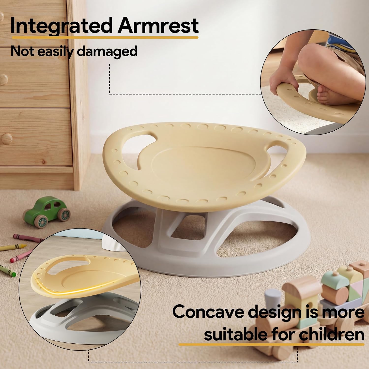 Brelley Sensory Spinning Chair for Autistic Kids, Swivel Chair, Sensory Toys Gifts for Toddlers with ADHD, Sit and Spin Toys, Training Body Coordination, Indoor & Outdoor, 3+ Years