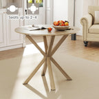 Moccha 36" Round Dining Table for 4 - Rubber Wood Kitchen Table with Intersecting Trestle Legs, Vintage Bar Table, Farmhouse Dining Room Tables for Dinette, Small Space, Restaurant, Bistro (Oak)