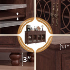 Joaxswe Farmhouse Sideboard Buffet Cabinet with Storage,59" Large Credenza with 4 Glass Doors & 2 Drawers,Adjustable Shelves Console Table,Wood Kitchen Coffee Bar for Dining Room,Living Room,Walnut