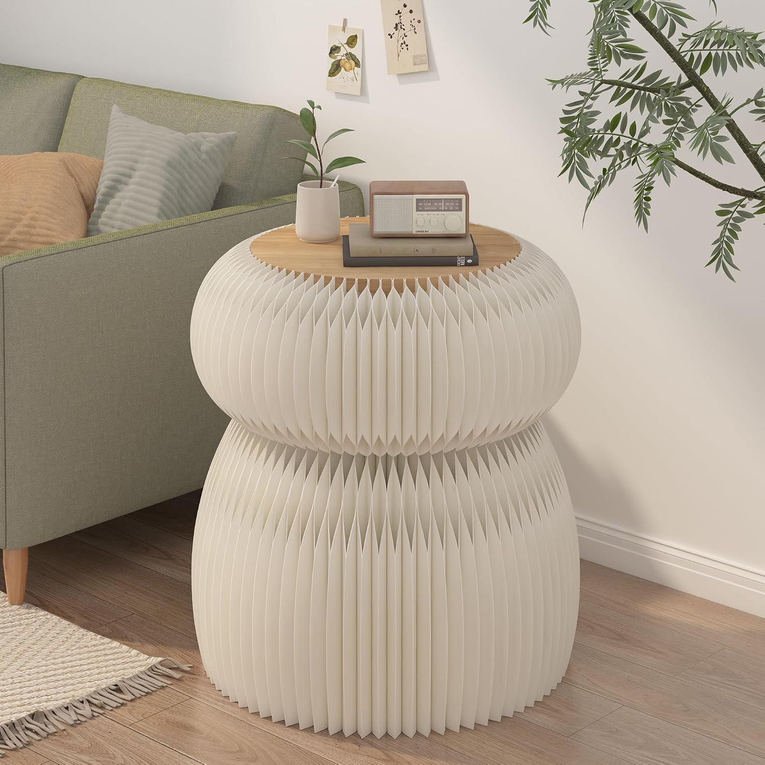 Foldable Side Table Round End Table for Living Room Bedroom Studio Coffee Shop