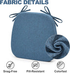 Shinnwa Chair Pads for Dining Chairs Set of 4, Non-Slip Kitchen Chair Cushions with Detachable Straps and Machine Washable Cover, 4 Pack, 17x16x2in, Blue