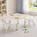 Height Adjustable Kids Table and Chairs Set (2 Chairs) for Ages 2-8 | Non-Slip Toddler Activity Table with Wipe-Clean Desktop, Montessori Learning & Art Drawing Desk for Home Preschool Classroom