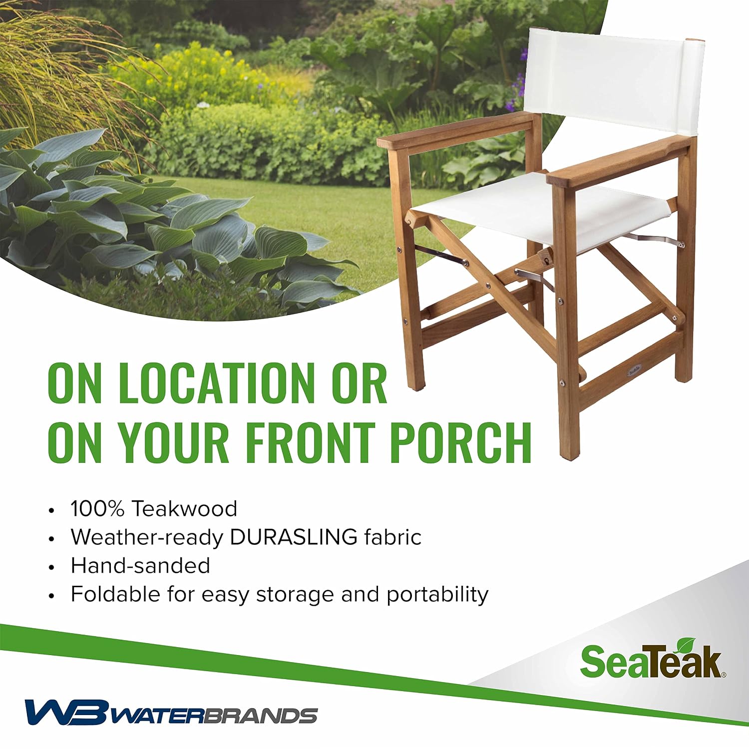 SeaTeak Director's Chair | with DURASLING Fabric Seat Cover | Foldable Director’s Chair