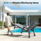 UDPATIO Outdoor Lounge Chair Pool Waterproof Chaise Chairs Reclining | HDPE 5-Position Adjustable with Wheels Double Cup Holder Heavy-Duty for Beach Garden Deck or Indoor Hdpe Light Grey