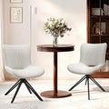 Dining Chairs Set of 2, 360° Swivel Armless Faux Leather Accent Chairs with Padded Back and Metal Legs, Mid-Century Modern Kitchen, Dining Room, Living Room, Bedroom White