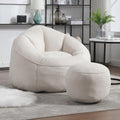 Bean Bag Chairs, Gaint Bean Bag Couch with Memory Foam for Adults and Kids, Microfiber Upholstered Sofa with Ottoman, Comfy Lazy Bean Bag Reading Chair for Living Room