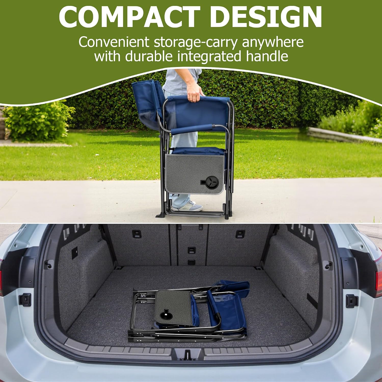 Folding Camping Chair, Heavy Duty Chairs for Adult, Directors Chair, Folding Beach Chair, Oversized Portable Camping Chair with Side Table and Cooler, 400lbs Capacity for Beach, Fishing, Trip, Picnic