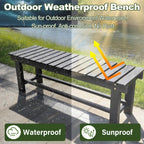 Outdoor Garden Bench, Solid Wood Patio Park Bench All-Weather 2-Person Seat Backless Bench, Anti-Corrosion Anti-Rust Garden Benches for Deck, Porch, Poolside, Yard & Balcony (Black, 35.5 in)