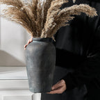 Vaseking Large Ceramic Rustic Vase, 11 inch Minimalist Decorative Farmhouse Tall Vase for Home Decor, Living Room, Shelf Decor, Enterway, Wedding, Table Decoration, Bronze