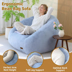 Giant Bean Bag Chair for Adults, Teens and Kids, Cozy Fluffy Corduroy Beanbag Chair with Filler, Large Floor Lounge Sofa for Living Room, Bedroom, Dorm, Gaming and Reading(XL-Light Blue)