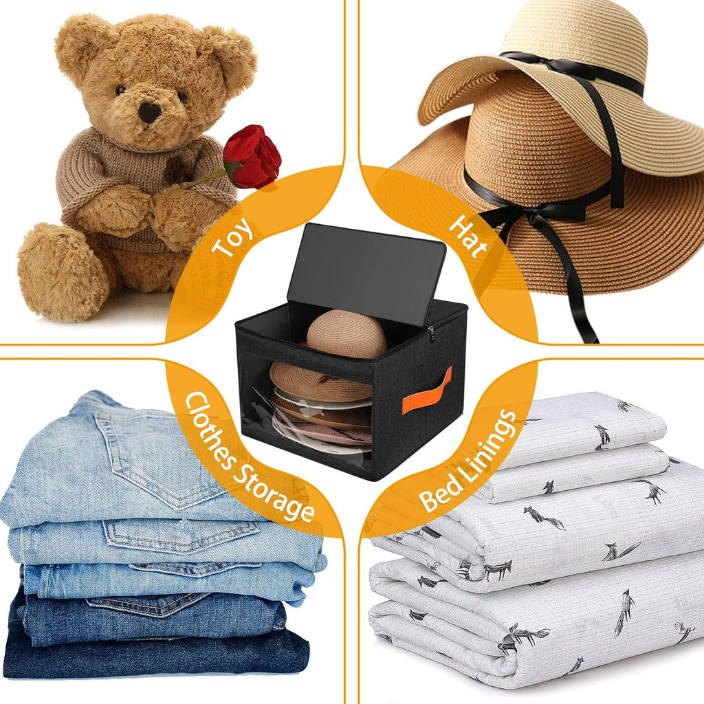 kushon Upgraded Hat Storage Box for Women & Men,Closet Hat Boxes Organizer Bag with Dustproof Lids,Cowboy Hat Box,Hat Carrier Case For Travel