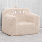 Delta Children Cozee Sherpa Chair – Customize with Name – Foam Kids Chair for Ages 18 Months and Up, Cream