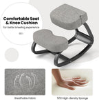 Goplus Ergonomic Kneeling Chair, Rocking Posture Chair w/Soft Seat & Pads, Wooden Backless Knee Chair for Home Office Study
