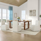 CHITA Dining Chairs with Casters Set of 4, FSC Certified Upholstered Armless Modern Rolling Dining Chairs with Rollers for Bedroom Reading Room Living Room, Fully Assembled, Linen