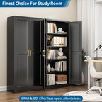 71" Tall Black Metal Storage Cabinet with Doors, Heavy Duty | Freestanding Steel Kitchen Pantry Cabinet, 4 Adjustable Shelves (180 Lbs Load), Tall Cabinets for Home, Office and Garage