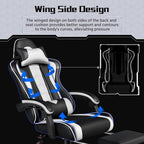 Yaheetech Gaming Chair with Electric Massage Lumbar Support, Footrest & Headrest — Ergonomic High Back Recliner for Home Office, Computer Desk Chair, Height Adjustable, 300 lbs, Black/White