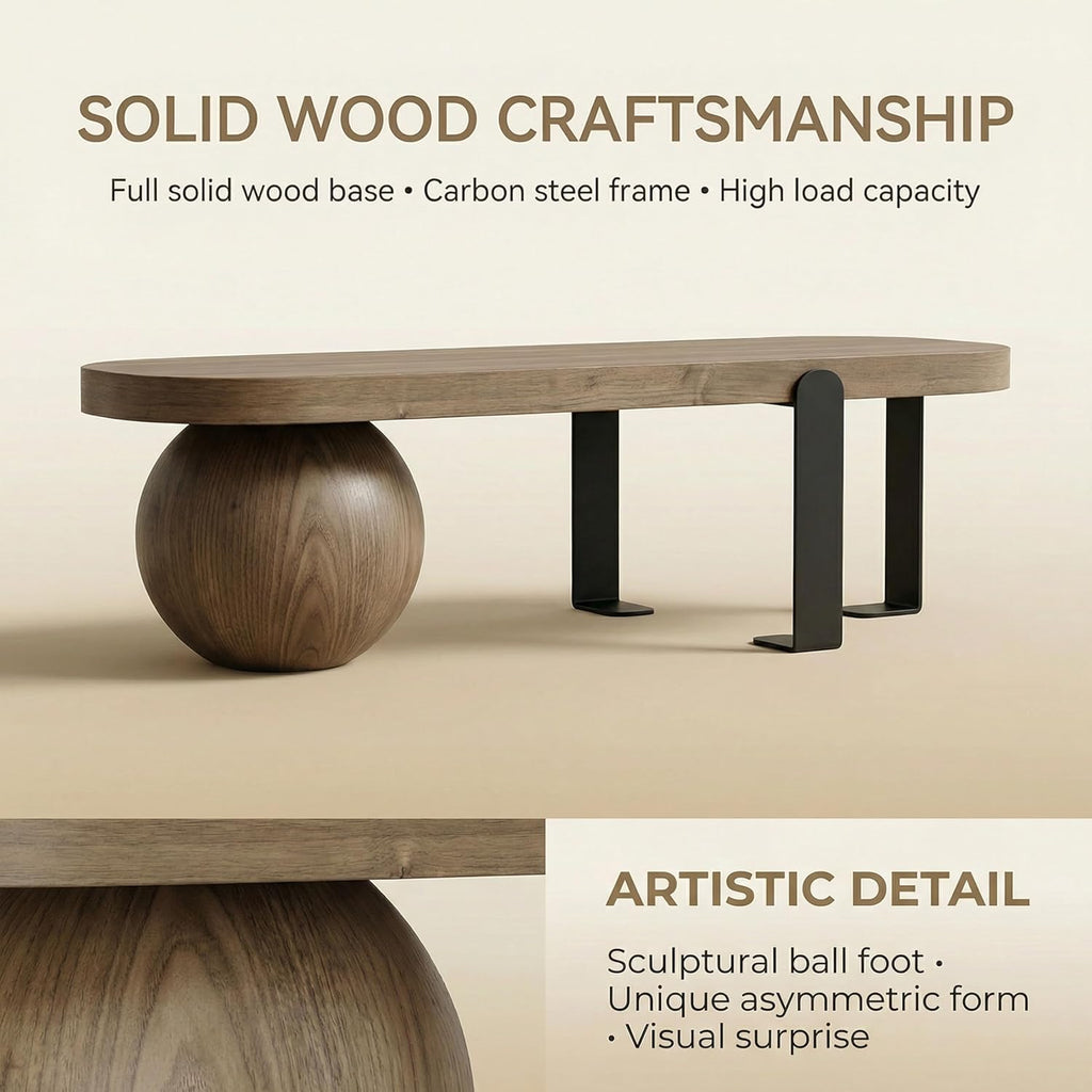 Modern Entryway Bench with Cushion, Wooden Boucle Upholstered with Abstract Metal Leg, Lambswool Cushioned Seating, for Entryway Livingroom Bedroom (Walnut, 120cm/47.2")
