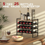 4-Tier Wine Rack Countertop, 15 Bottle Wine Rack for Inside Cabinet, Metal Wine Bottle Holder with Table Top, Wine Storage Shelf for Kitchen, Bar, Dining Room