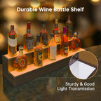 Cubehom LED Liquor Display Shelf, Freestanding Bar Cabinet with 2-Tier Adjustable Glass Shelves, Modern Floor Standing Wine & Spirit Storage Rack for Home Bar, Restaurant
