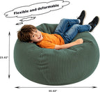 LPMOERA Soft Corduroy Kids Bean Bag Chair with Memory Foam Filling Green