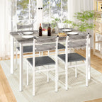 Recaceik Dining Table Set for 4, Wood Kitchen Table with Metal Frame & MDF Board, 5-Piece Kitchen Table Set for Small Space, Dinette and Apartment, Rustic Grey