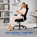 Ergonomic Office Chair, Breathable Mesh Back and Seat, High Back Desk Chair with Adjustable Lumbar Support, 5D Armrests, 135° Reclining Backrest, 2D Headrest, Home Office Computer Chair