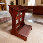 Wood Prayer Bench with Cushion – Kneeler for Home and Church, Padded Kneeling Stool with Slanted Shelf for Bible, 23" x 20" x 32.8"