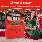 4PCS Christmas Wreath Storage Container, 25" Red Wreath Storage Bags Garland Container Clear Storage Bags with Handles Zippers Christmas Wreath Boxes for Xmas Seasonal Holiday Wreath Garland