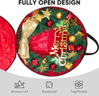 BALEINE Wreath Storage Container, 2 Pack Christmas Wreath Storage Bag with Tear Resistant PE Material and Reinforced Handle for Holiday Xmas (Grey, 30"x8")