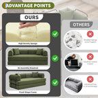 GarveeHome 79" Convertible Sleeper Sofa Bed Couch, 4-in-1 Boneless Corduroy Folding Sofa Bed with Pillow & Fixed-Shape, Floor Mattress Couch Loveseat for Living Room Apartments - No Assembly, Green