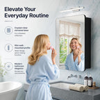 Black Medicine Cabinet with Mirror for Bathroom: 20 x 26 Inch Small Mirrored Vanity Storage with Adjustable Shelves - Surface or Recessed Wall Mount - Matte Black Frame
