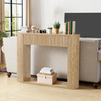 42.5” Console Table with 2 Drawers, Fluted Entryway Table with Rounded Corners, Rectangular Sofa Table Behind Couch for Living Room, Hallway, Foyer (Natural)