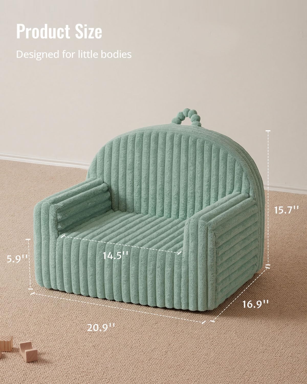 Blissful Diary Kids Chair, Soft Kids Armchair, Comfortable Kids Couch Sofa for Reading Playing, Kids Furniture for Boys and Girls Gift, Sage Green