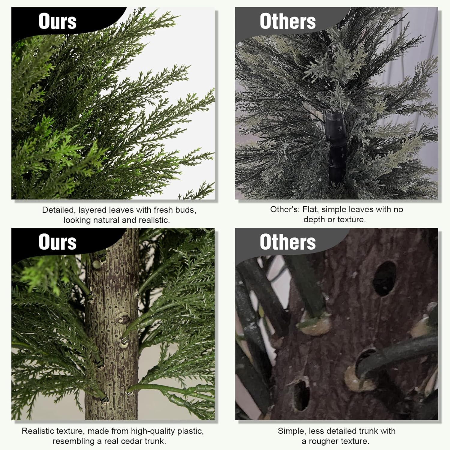 6FT Artificial Cedar Trees Set of 2, Realistic Faux Evergreen Topiary Bushes Plants, Outdoor Potted Fake Cypress Shrubs for Front Porch Garden Home Living Room Decor