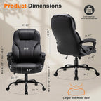 Shintenchi High Back Executive Office Chair, Ergonomic PU Computer Desk Chair with 3-Level Tilt, Padded Armrests 360° Swivel Free Task Chairs for Home Office, 330 Pound Capacity, Black