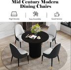 AF ARTISAN FURNITURE Black White Dining Chairs Set of 2 with High Backs Mid Century Modern Kitchen Dining Room Chairs PU Faux Leather Upholstered Large Padded Accent Chair with Legs