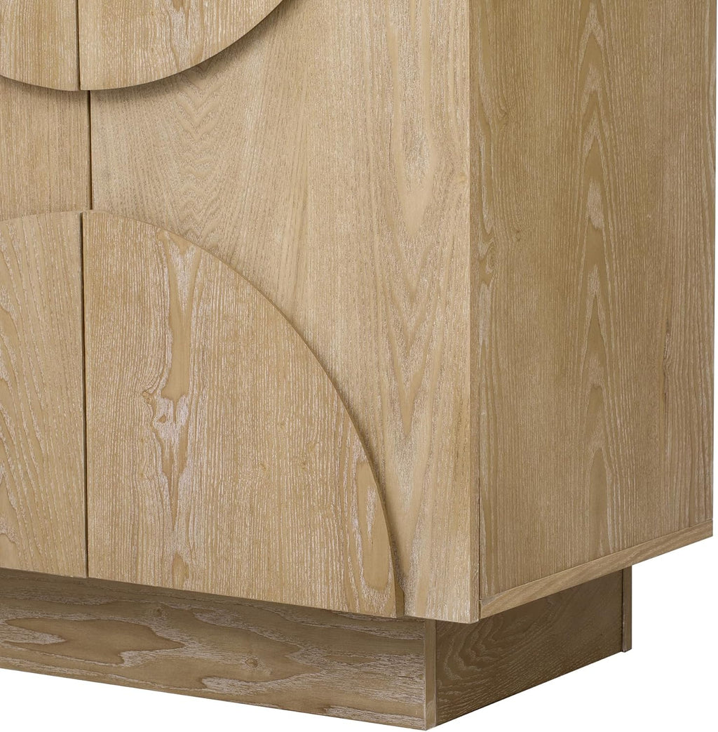 Modern Vintage Arched Door Buffet Sideboard, 56’’W Credenza Storage Cabinet with Adjustable Shelves & Cable Management, Media Console Accent Cabinet for Living Room Hallway Dining, Natural