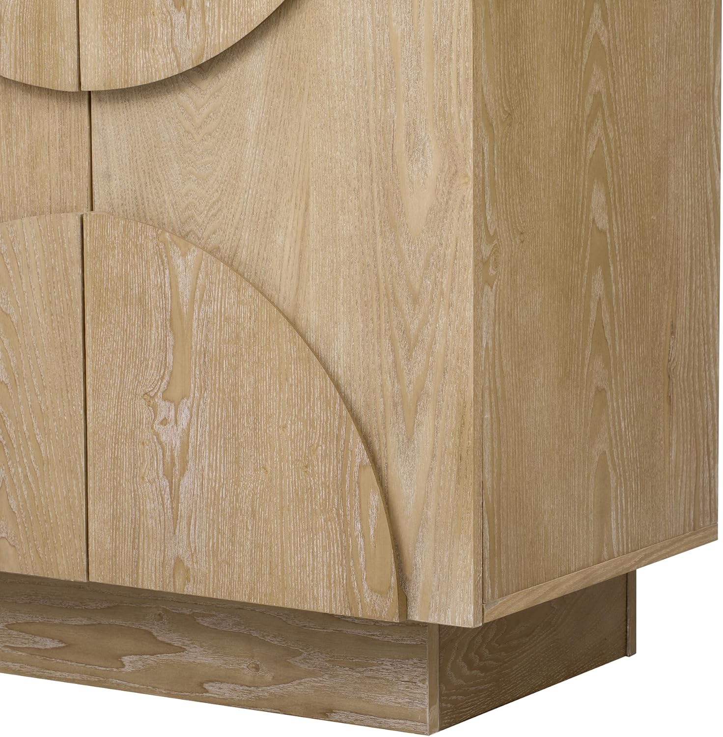 Modern Vintage Arched Door Buffet Sideboard, 56’’W Credenza Storage Cabinet with Adjustable Shelves & Cable Management, Media Console Accent Cabinet for Living Room Hallway Dining, Natural