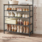 VASAGLE Hall Tree with Shoe Bench, Coat Rack Shoe Bench, 5-Tier Shoe Rack Different Heights, 5 Dual Hooks, Top Shelf, Entryway Organizer, Hallway Bedroom Dorm, Rustic Brown and Black UHSR408B01