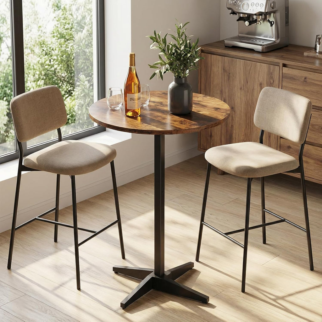 CHOEZON 21.6" Round Bar Table, Pub Table with Windmill-Inspired Base, Cocktail Table, for Bar, Pub, Cafe, Dining Room, Rustic Brown and Black TBT04BF