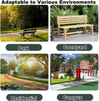 Wood Bench Outdoor with Backrest, Double Garden Bench, Suitable for Parks, Courtyards, Lawns, Playgrounds, and Terraces(Brown,160x40x80cm/63x16x31in)