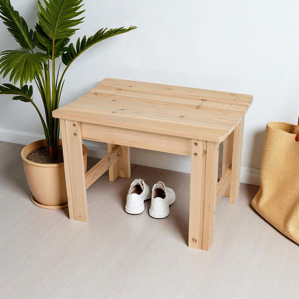 Shine Company 2 Ft. Outdoor Wood Backless Patio Garden Bench, Light Beige